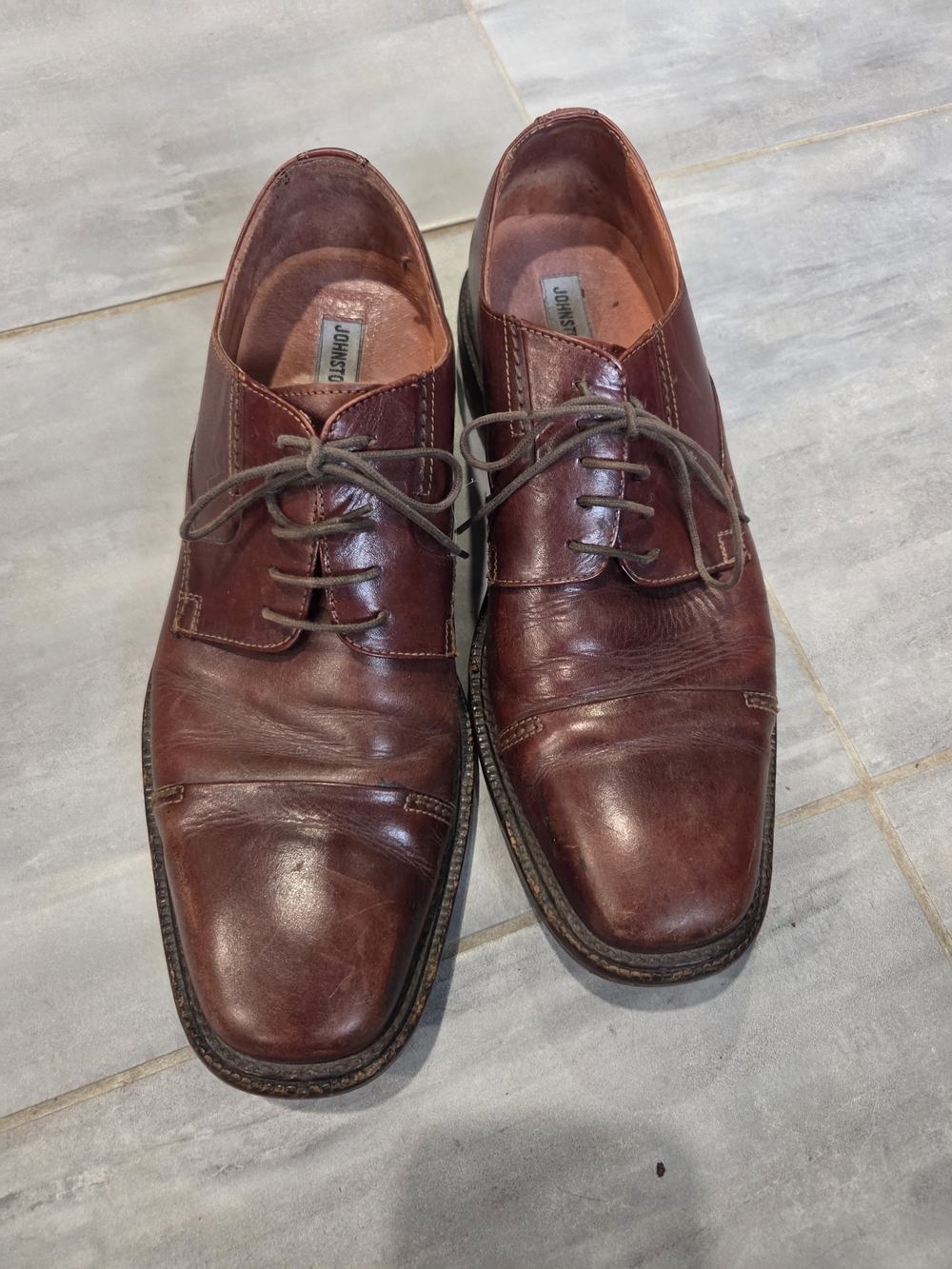Johnston & Murphy Men's Size 10 Brown Leather Cap Toe Oxford Dress Shoes